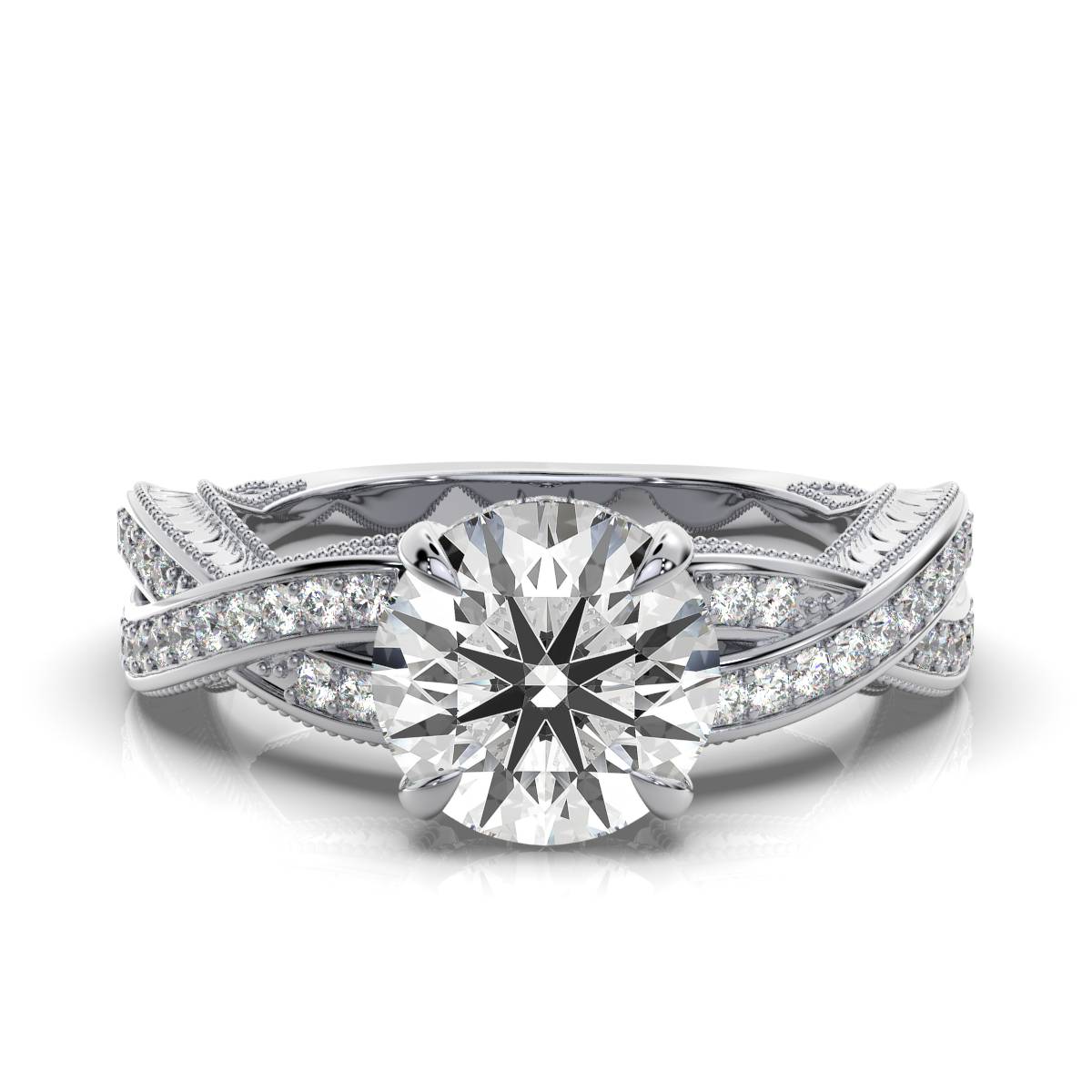 14K White Gold Marlon Hidden Accent Etched Lab Grown Diamond Ring (2/3 ct. tw)