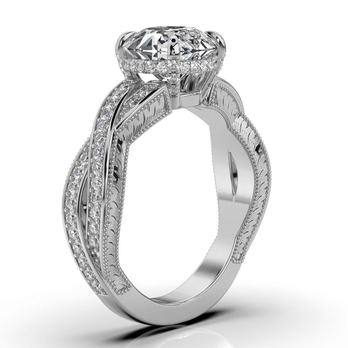 14K White Gold Marlon Hidden Accent Etched Lab Grown Diamond Ring (2/3 ct. tw)
