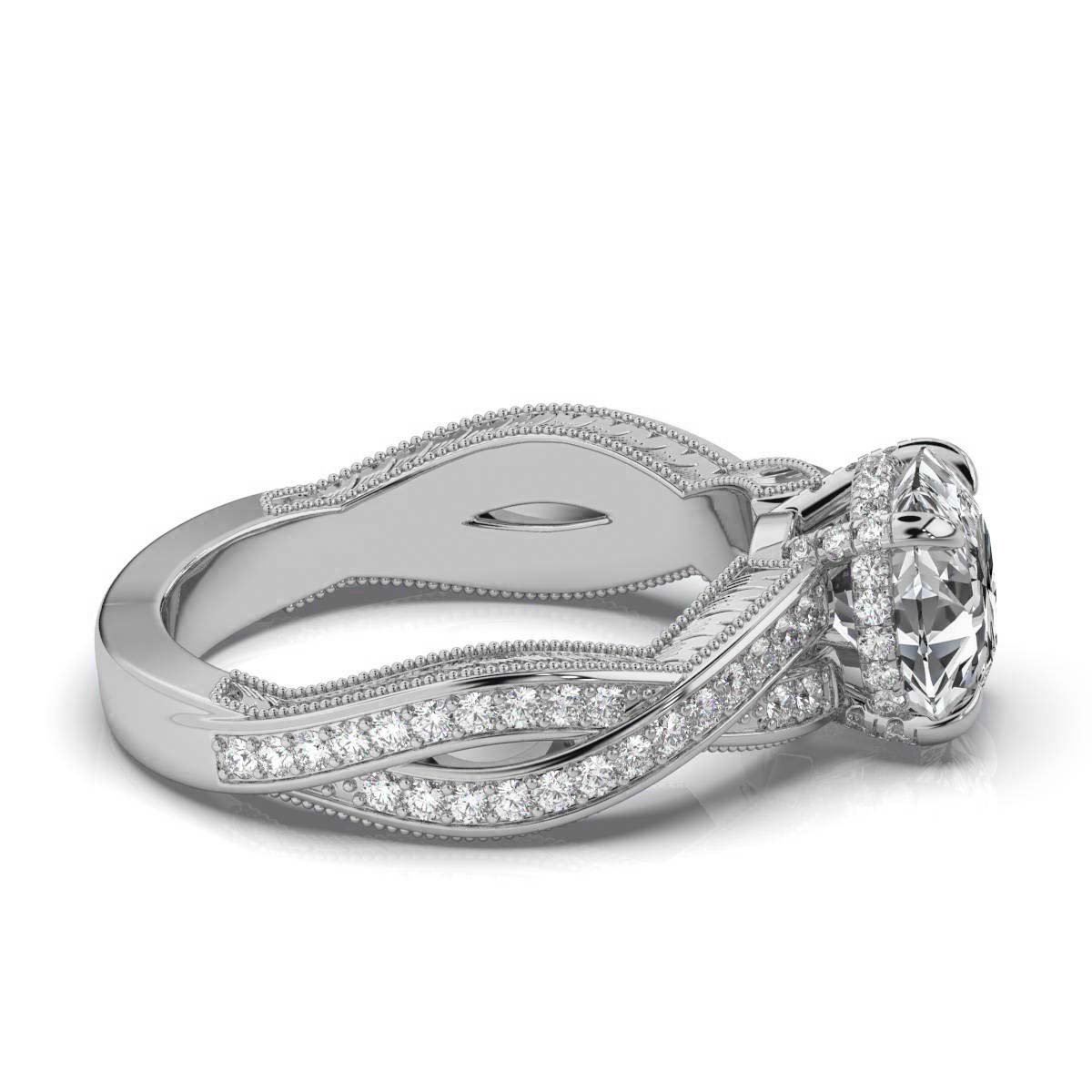 14K White Gold Marlon Hidden Accent Etched Lab Grown Diamond Ring (2/3 ct. tw)