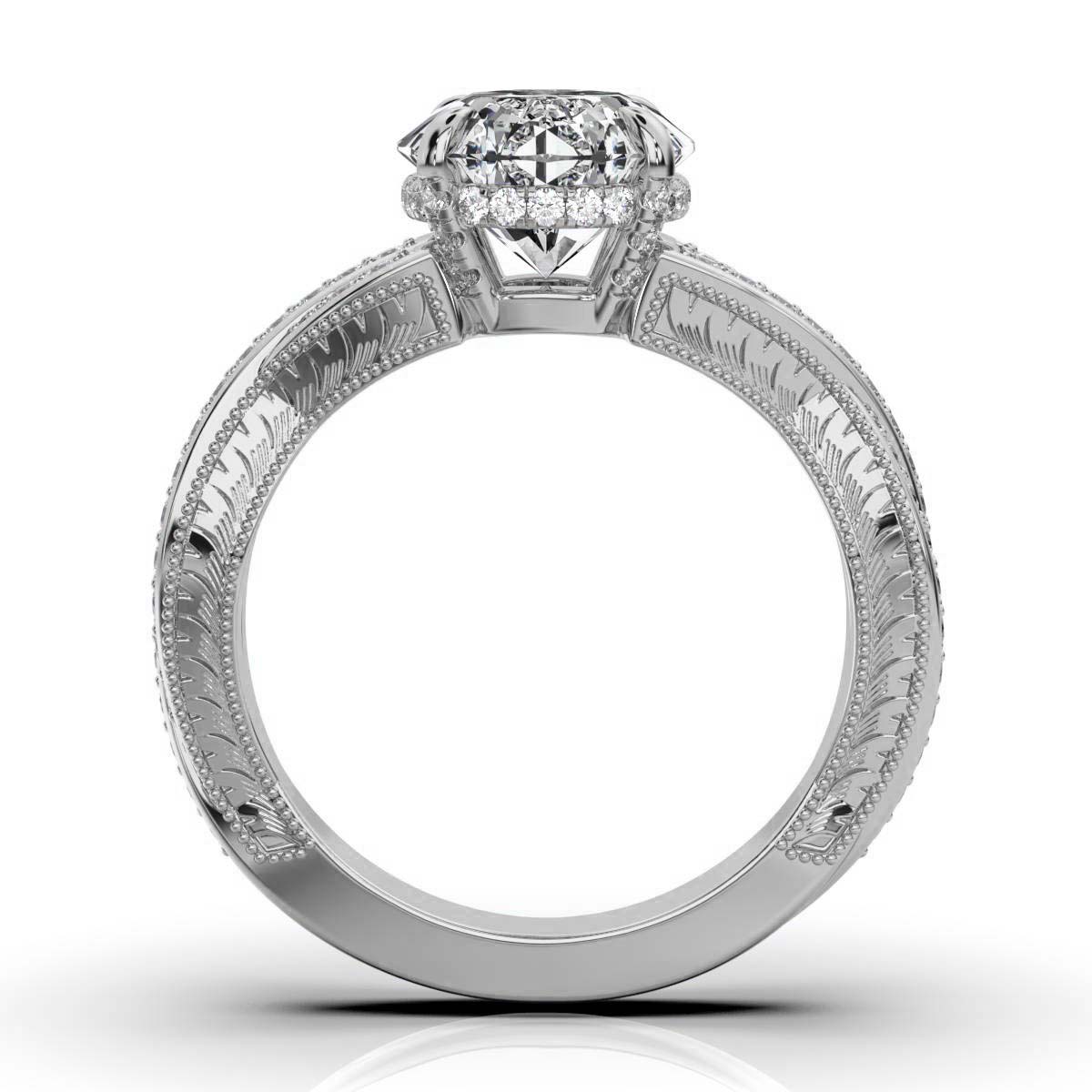 14K White Gold Marlon Hidden Accent Etched Lab Grown Diamond Ring (2/3 ct. tw)