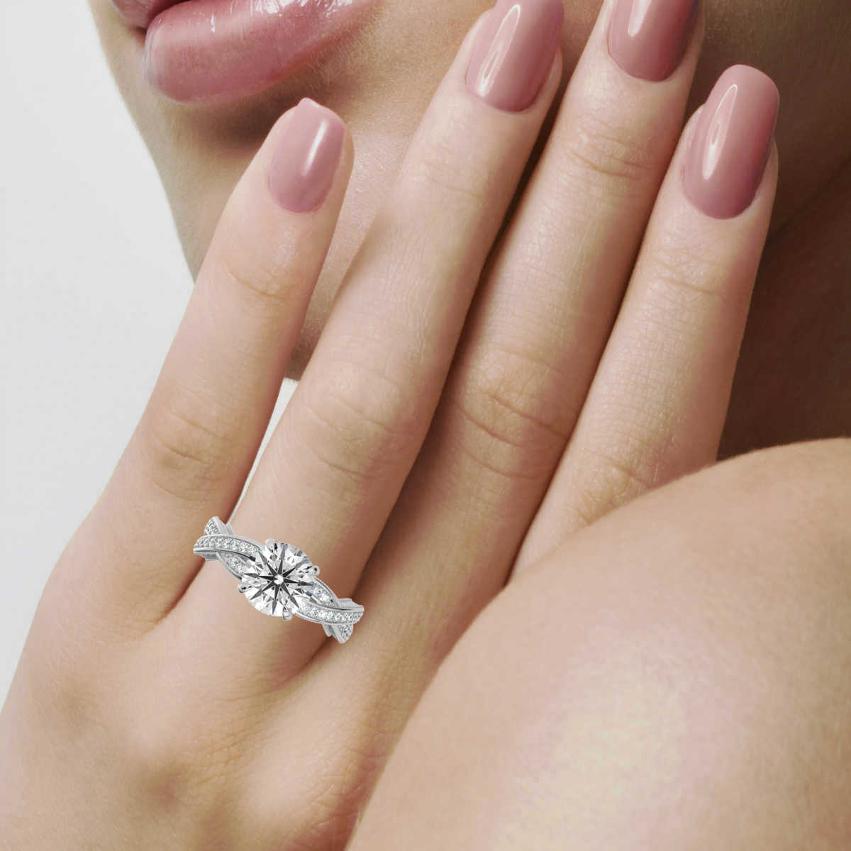 14K White Gold Marlon Hidden Accent Etched Lab Grown Diamond Ring (2/3 ct. tw)