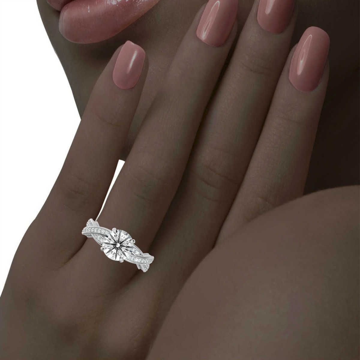 14K White Gold Marlon Hidden Accent Etched Lab Grown Diamond Ring (2/3 ct. tw)