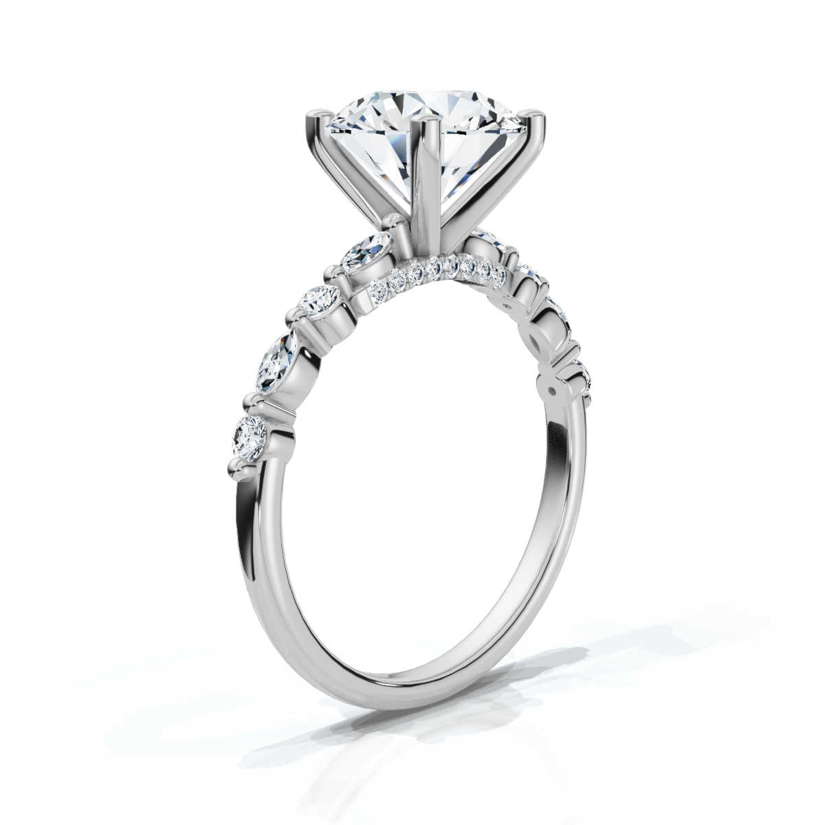 14K White Gold Ariella Accents Lab Grown Diamond Ring (1/4 ct. tw)