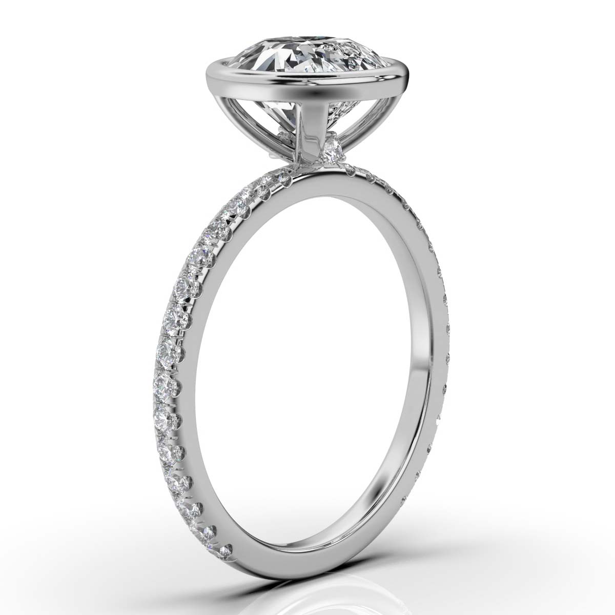 14K White Gold Soley Bezel Lab Grown Diamond Engagement Ring (1/2 ct. tw)