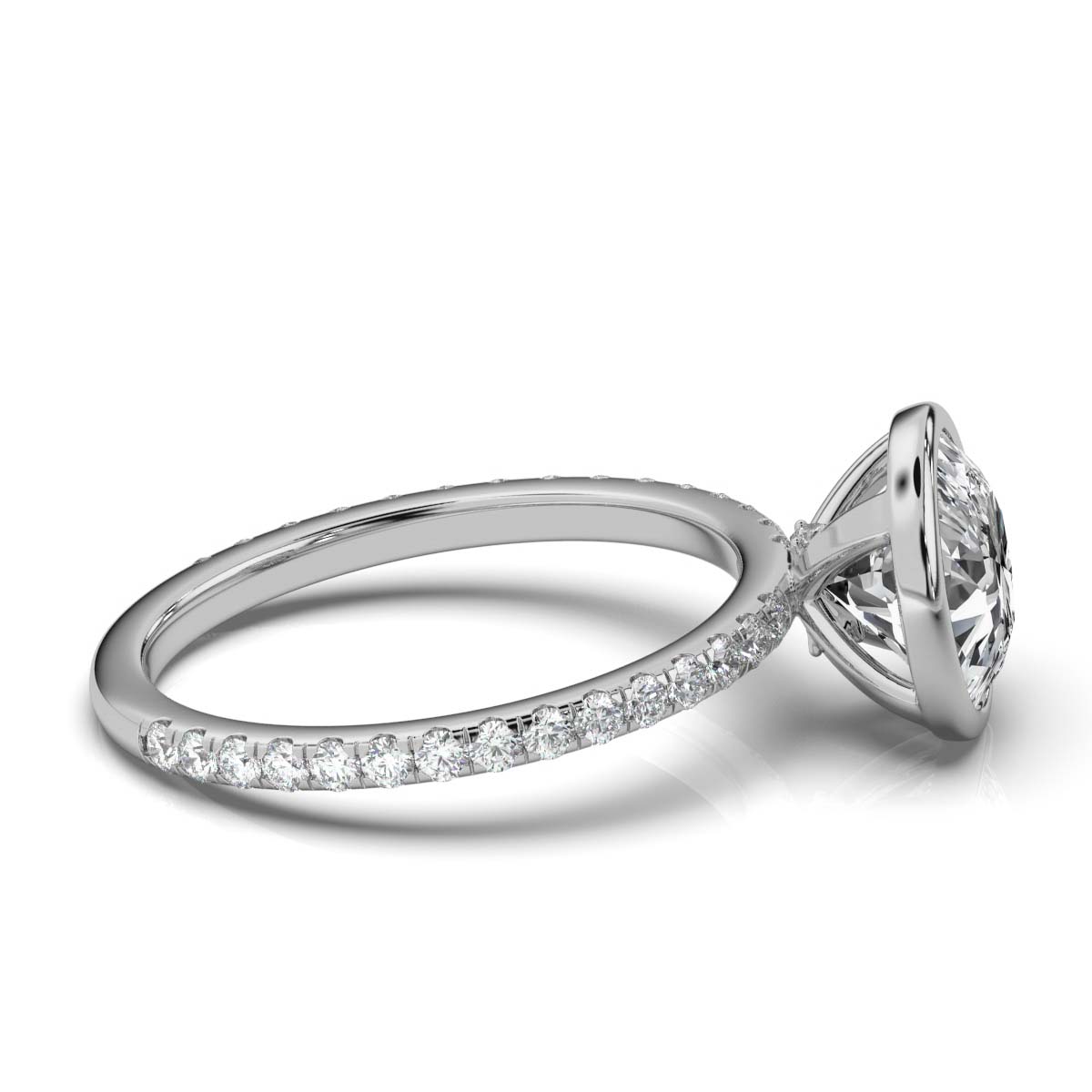 14K White Gold Soley Bezel Lab Grown Diamond Engagement Ring (1/2 ct. tw)