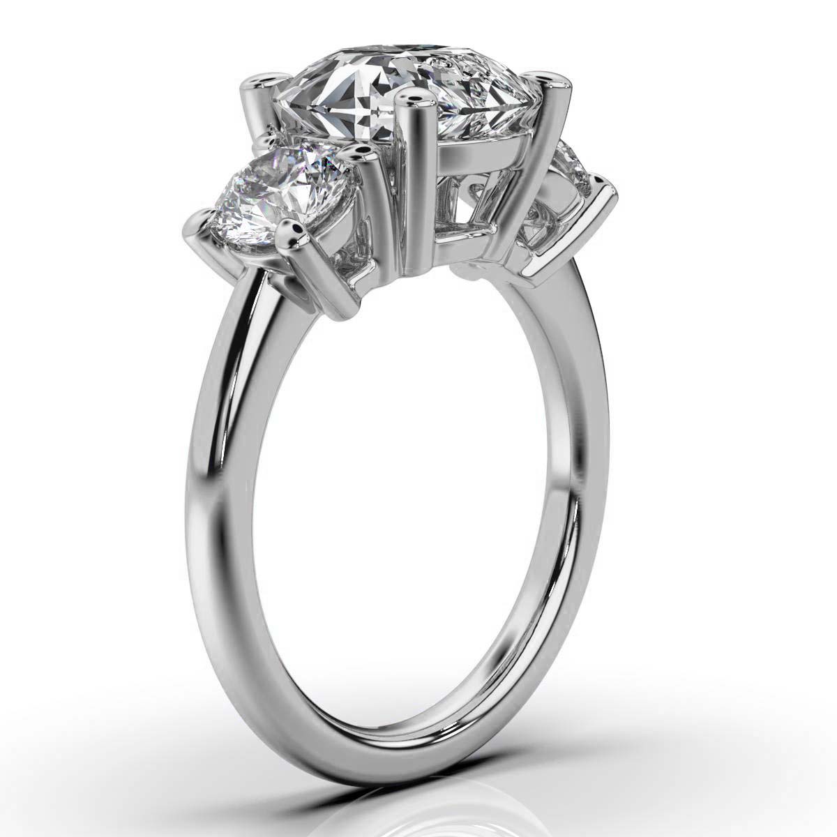 14K White Gold Tandir Three Stone Lab Grown Diamond Ring (1.00 ct. tw)