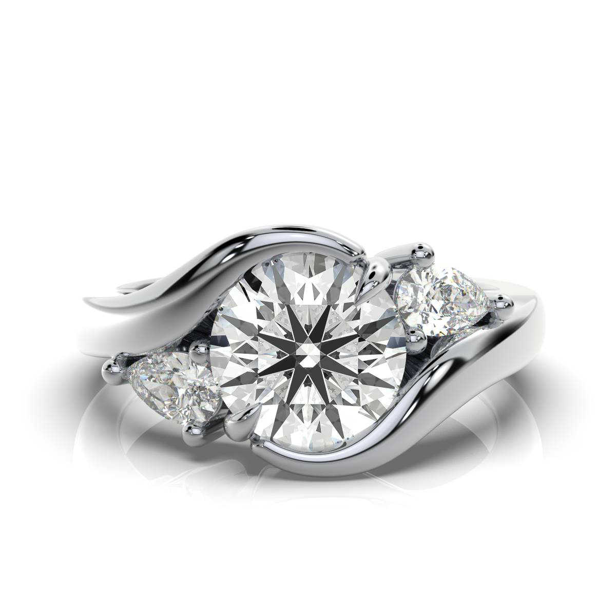 14K White Gold Tip Three Stone Pear Lab Grown Diamond Ring (1/2 ct. tw)