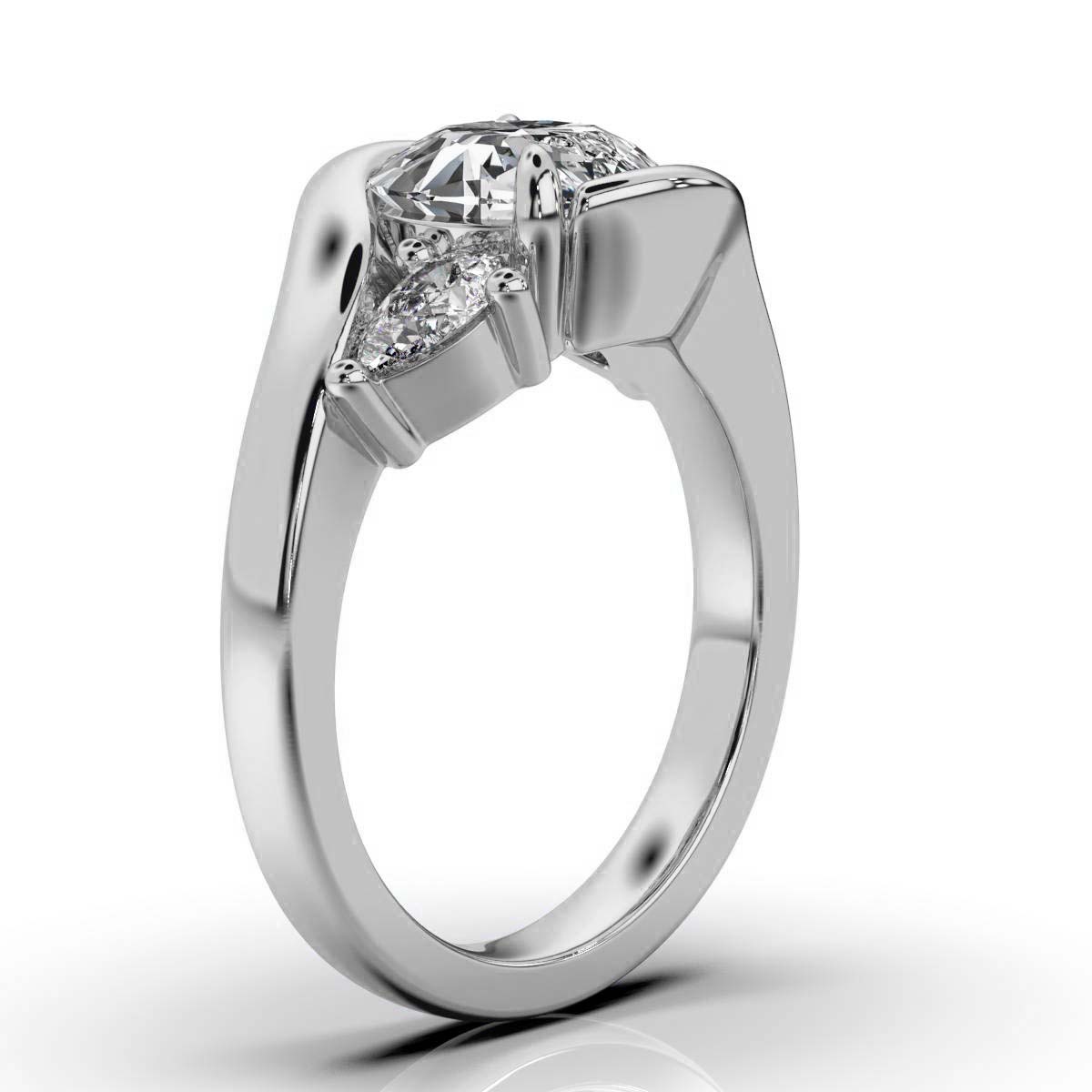 14K White Gold Tip Three Stone Pear Lab Grown Diamond Ring (1/2 ct. tw)