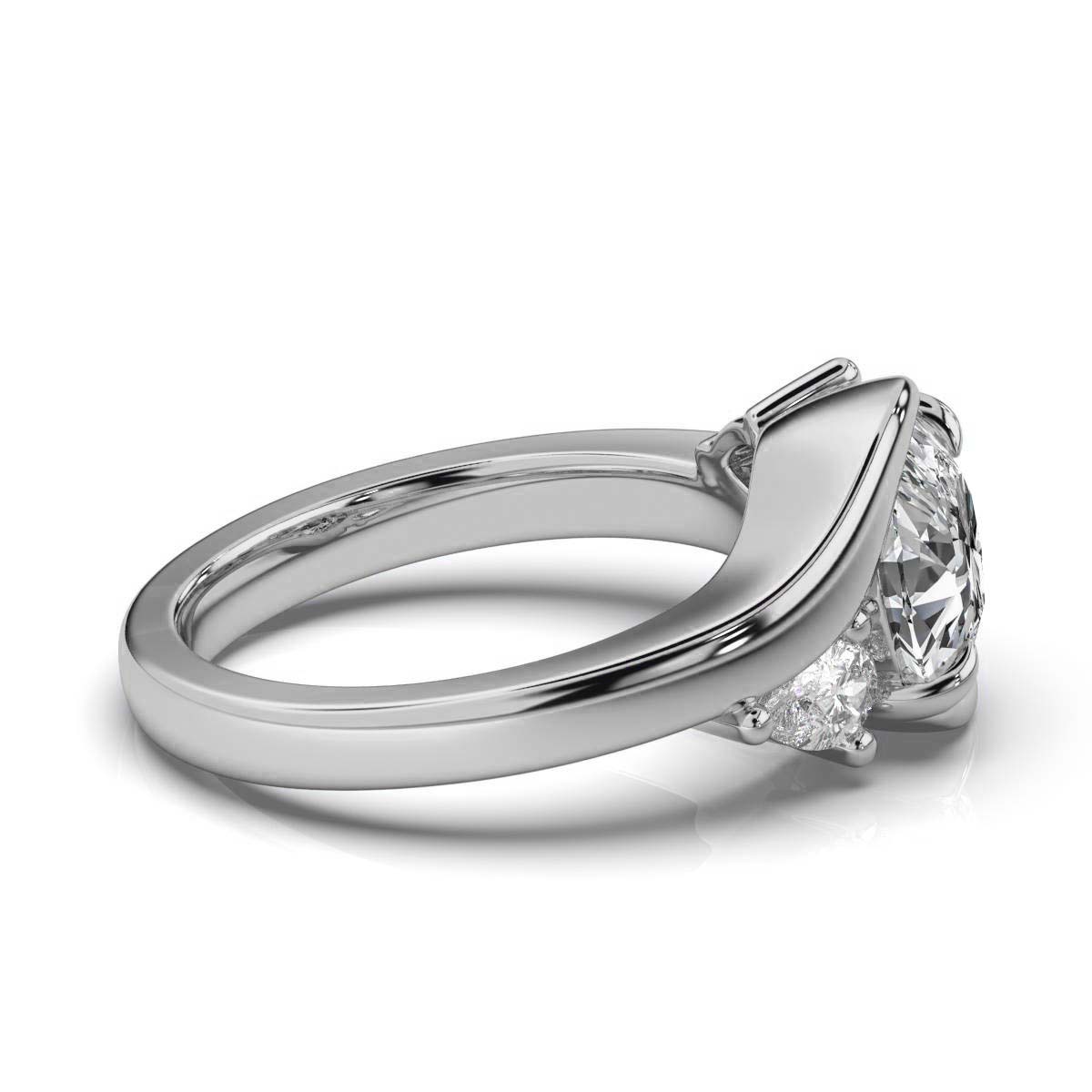 14K White Gold Tip Three Stone Pear Lab Grown Diamond Ring (1/2 ct. tw)