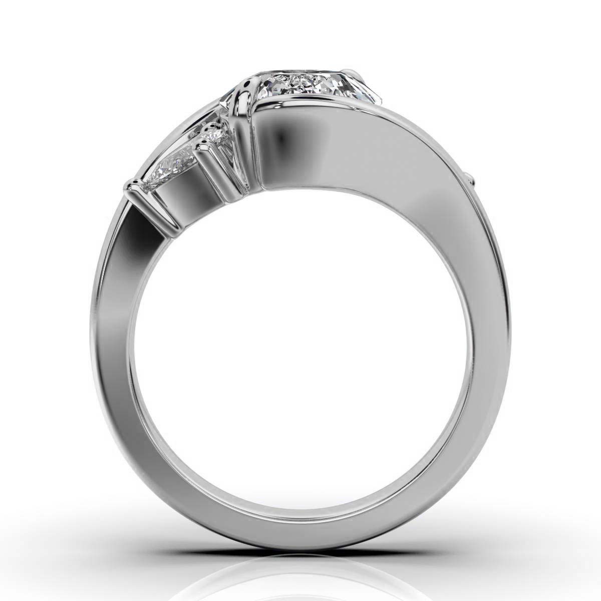14K White Gold Tip Three Stone Pear Lab Grown Diamond Ring (1/2 ct. tw)