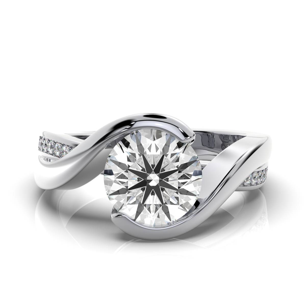 14K White Gold Fiona Twisted Vine Lab Grown Diamond Ring (1/10 ct. tw)
