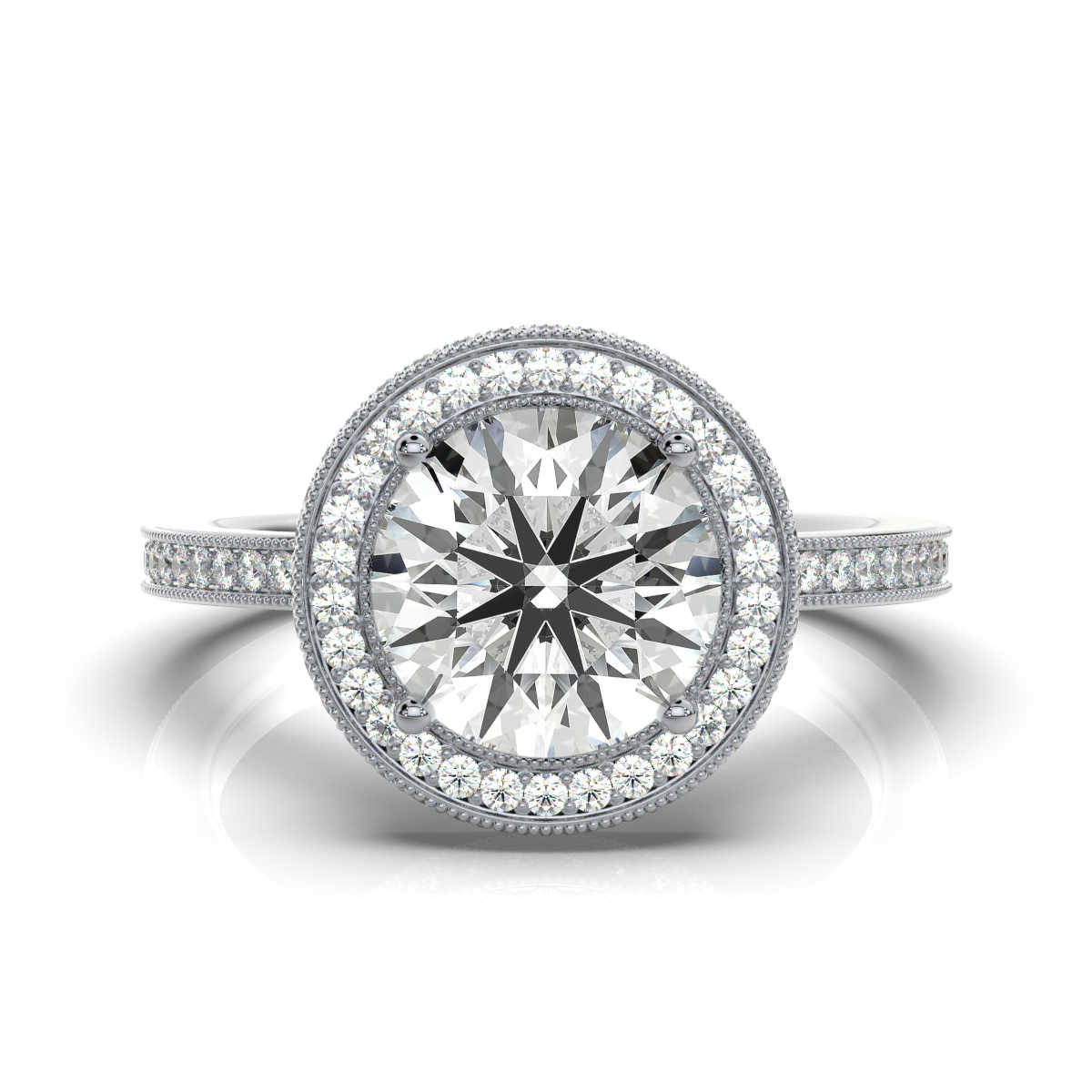 14K White Gold Juliet Milgrain Halo Lab Grown Diamond Engagement Ring (1/2 ct. tw)