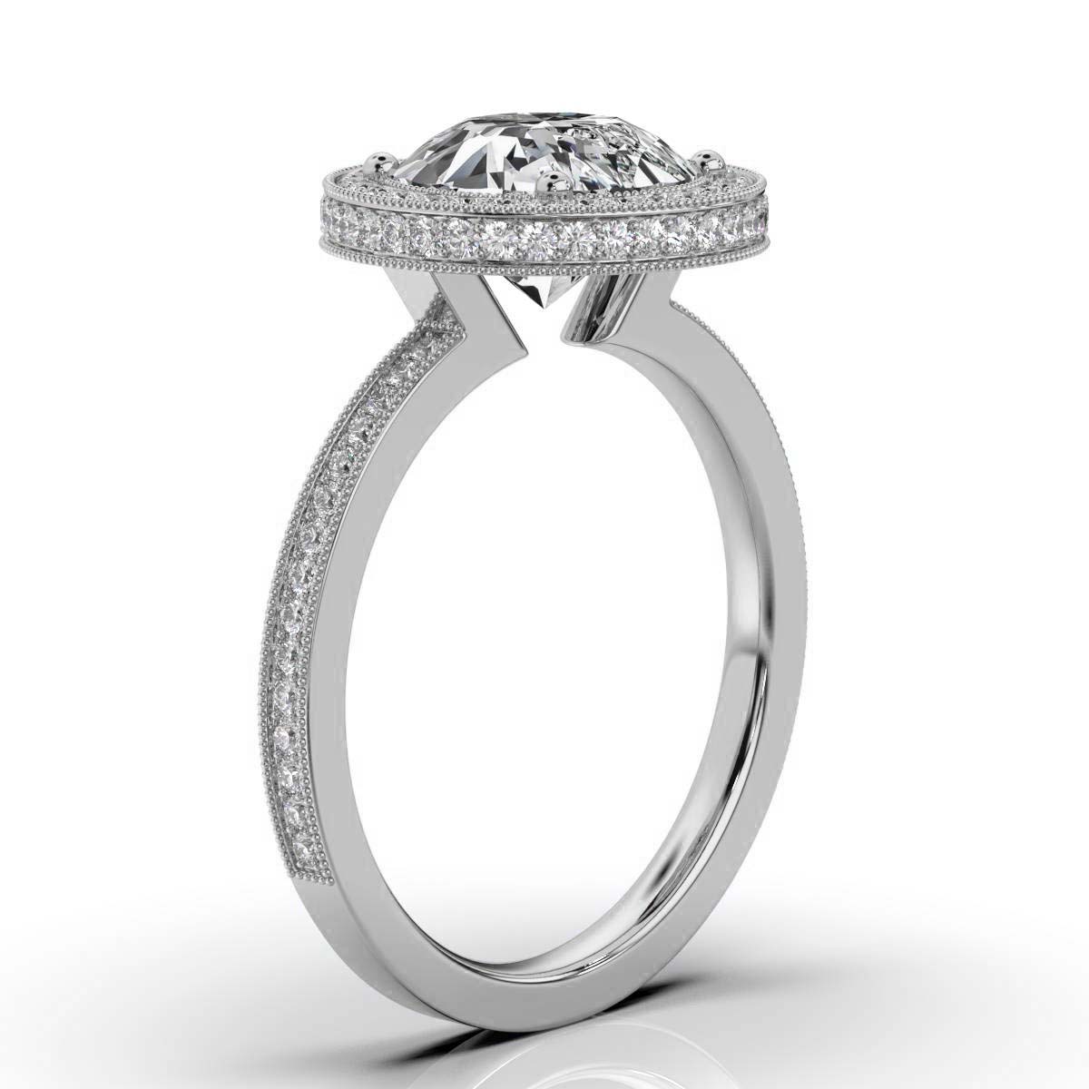 14K White Gold Juliet Milgrain Halo Lab Grown Diamond Engagement Ring (1/2 ct. tw)