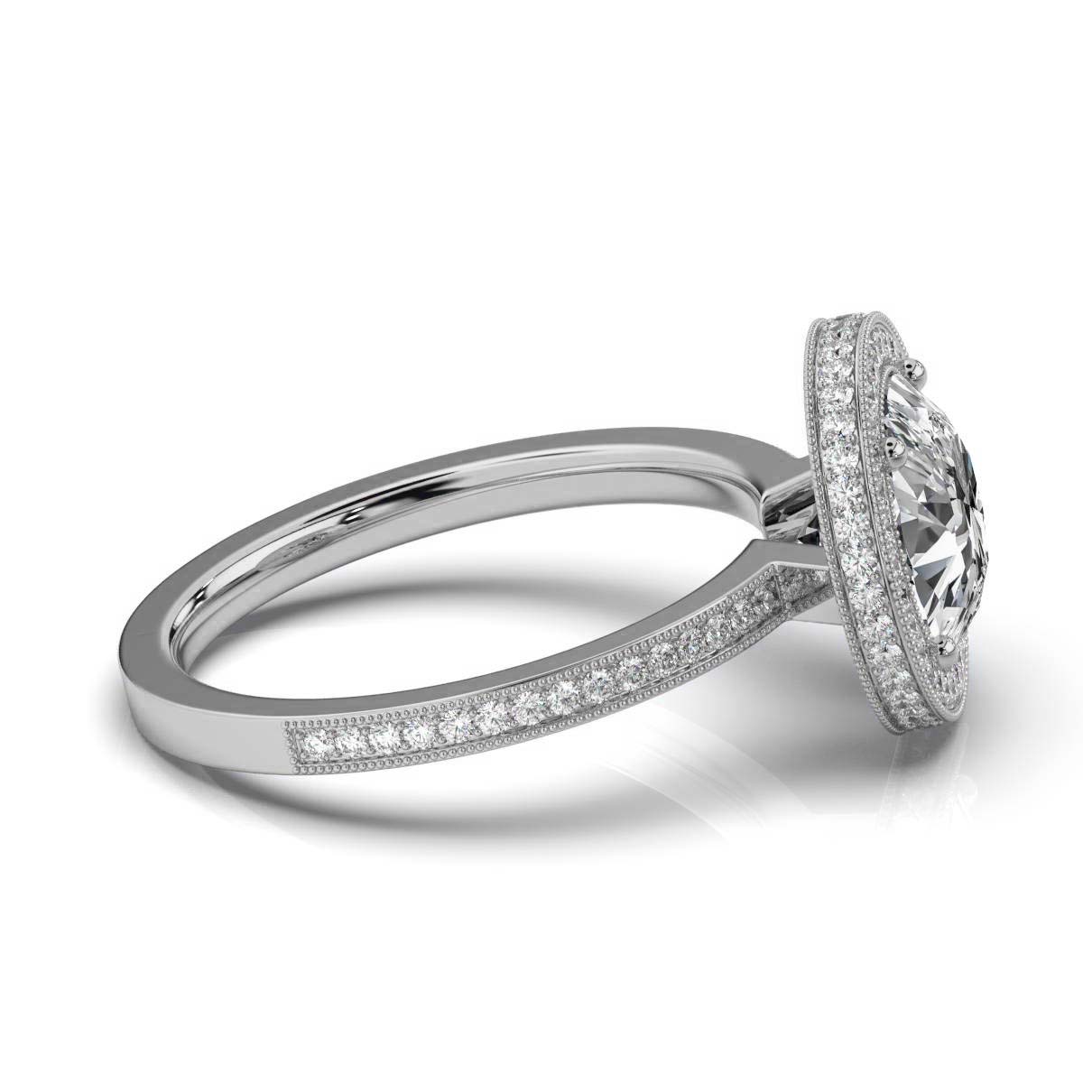 14K White Gold Juliet Milgrain Halo Lab Grown Diamond Engagement Ring (1/2 ct. tw)