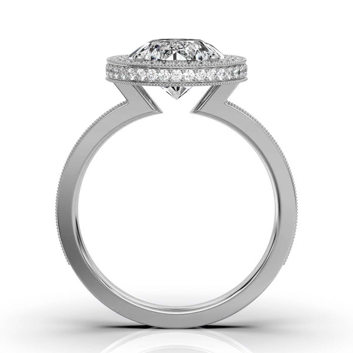 14K White Gold Juliet Milgrain Halo Lab Grown Diamond Engagement Ring (1/2 ct. tw)