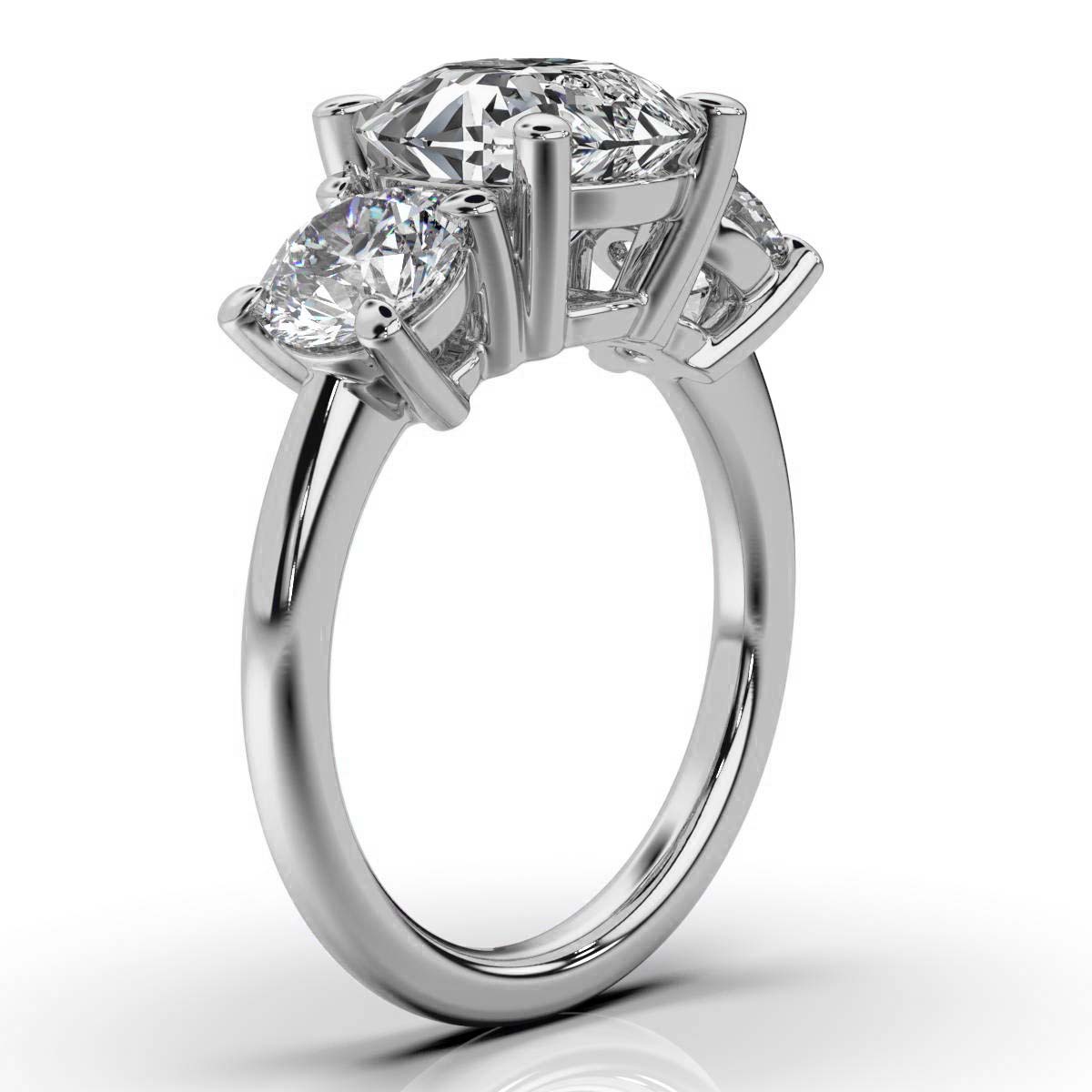14K White Gold Tandir Three Stone Lab Grown Diamond Ring (1 1/2 ct. tw)