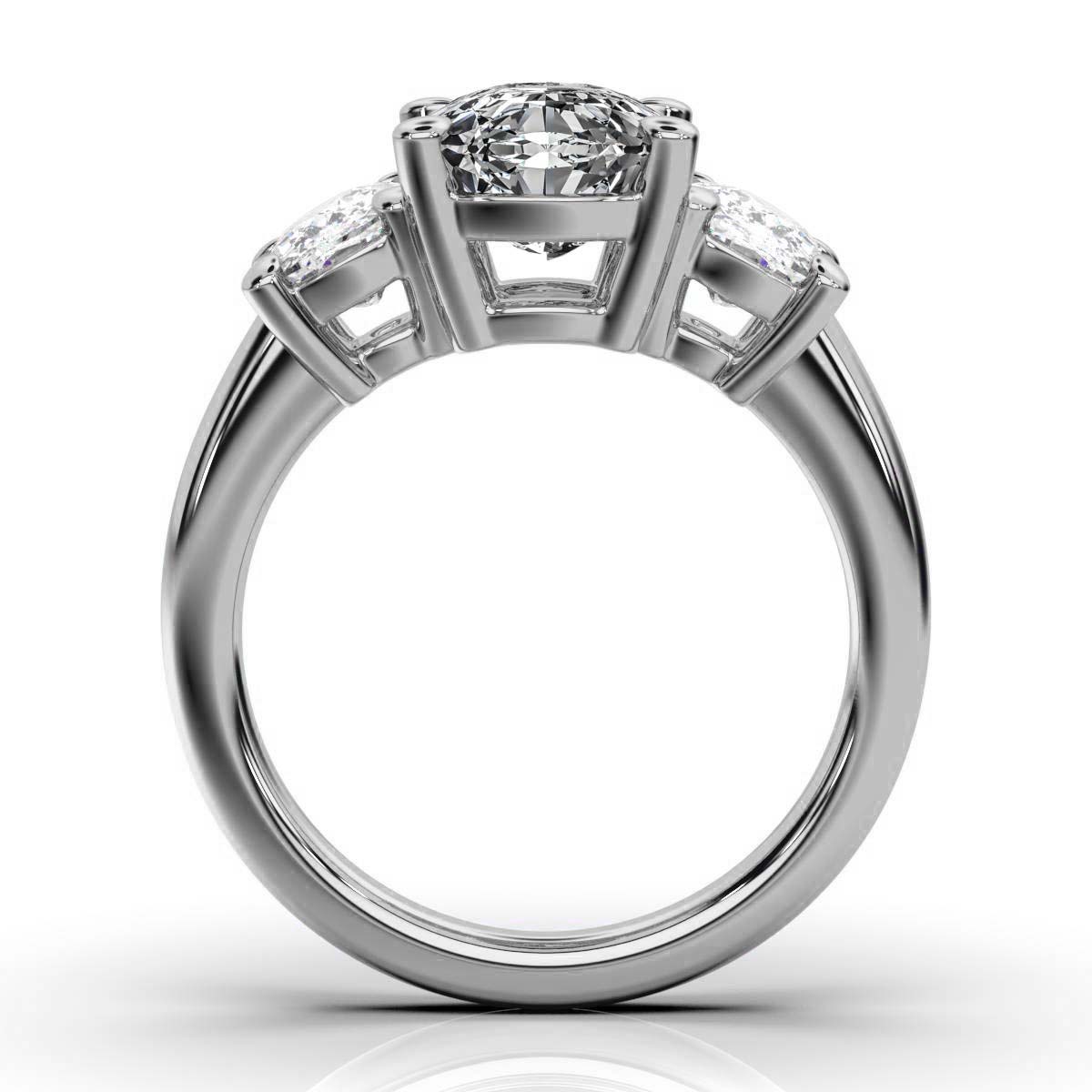 14K White Gold Tandir Three Stone Lab Grown Diamond Ring (2.00 ct. tw)