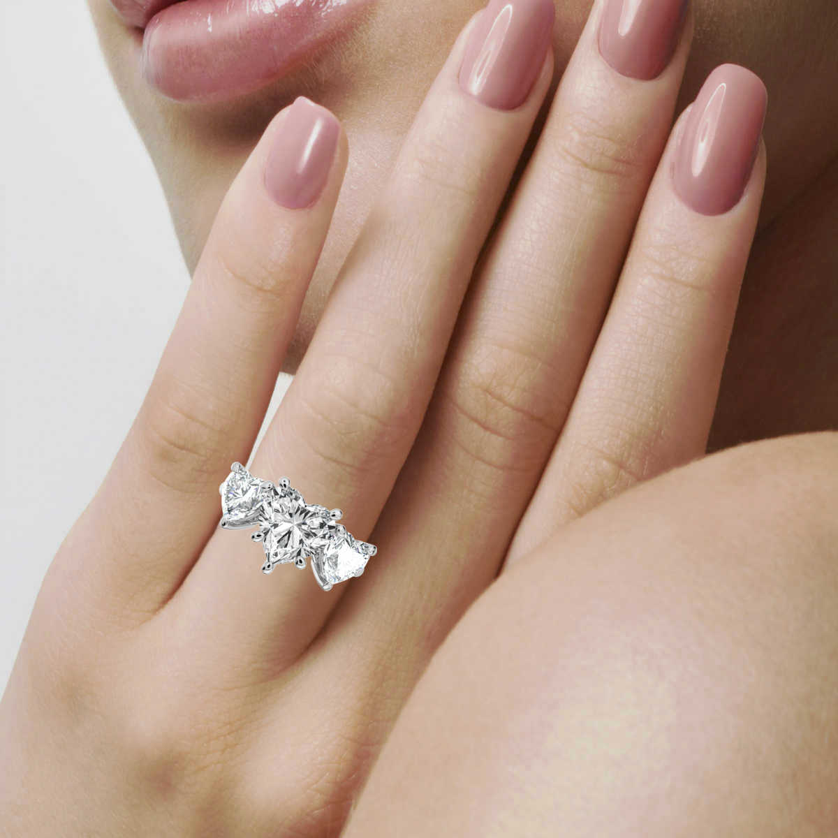 14K White Gold Tandir Three Stone Lab Grown Diamond Ring (2.00 ct. tw)