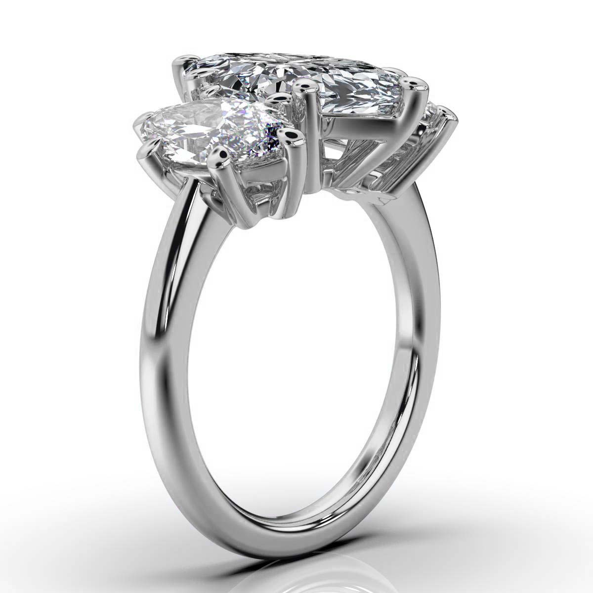 14K White Gold Tandir Three Stone Lab Grown Diamond Ring (2.00 ct. tw)