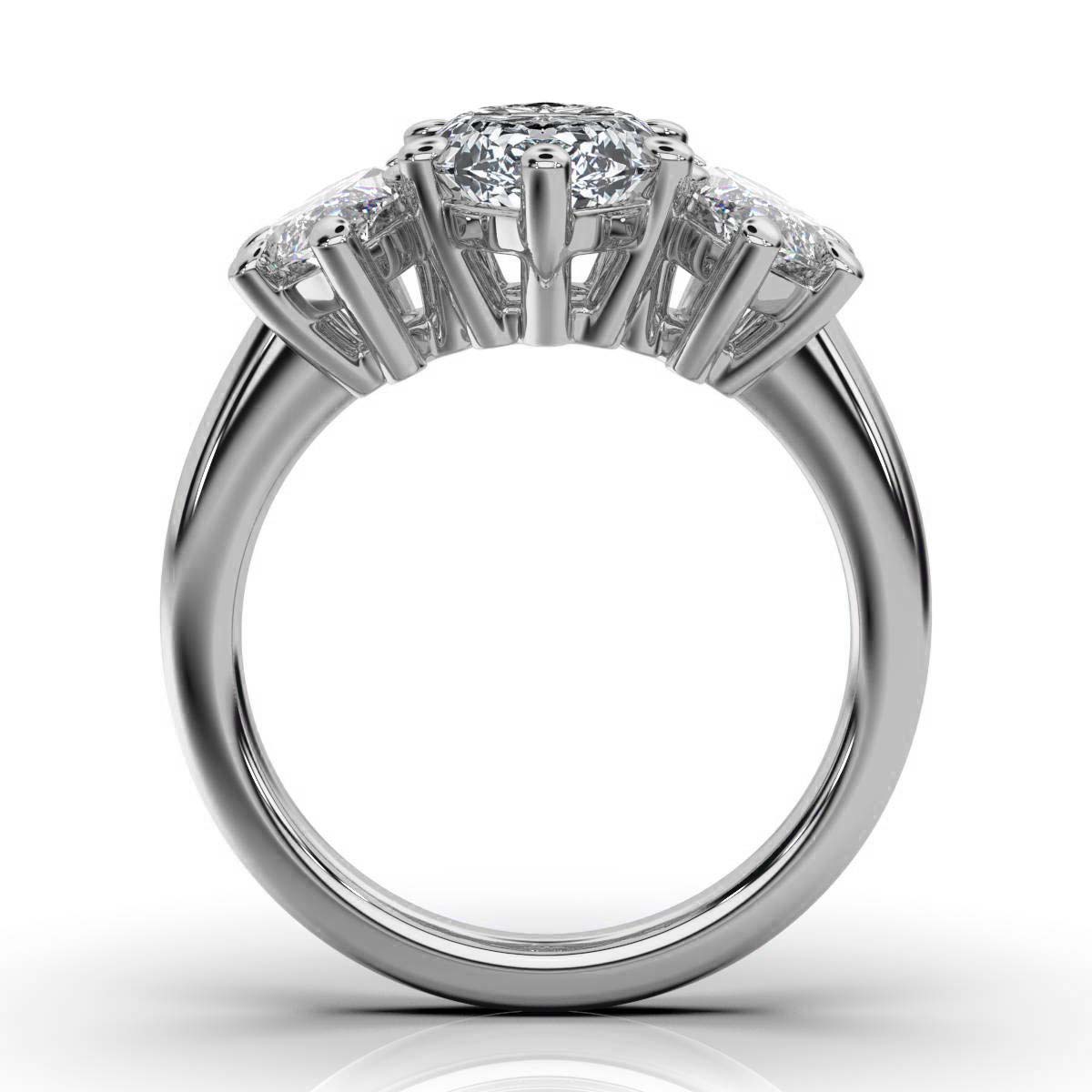 14K White Gold Tandir Three Stone Lab Grown Diamond Ring (2.00 ct. tw)
