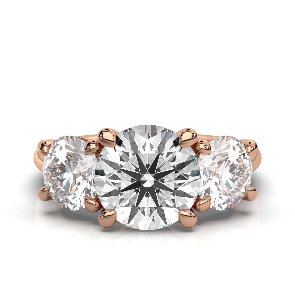 18K Rose Gold Tandir Three Stone Lab Grown Diamond Ring (2.00 ct. tw)