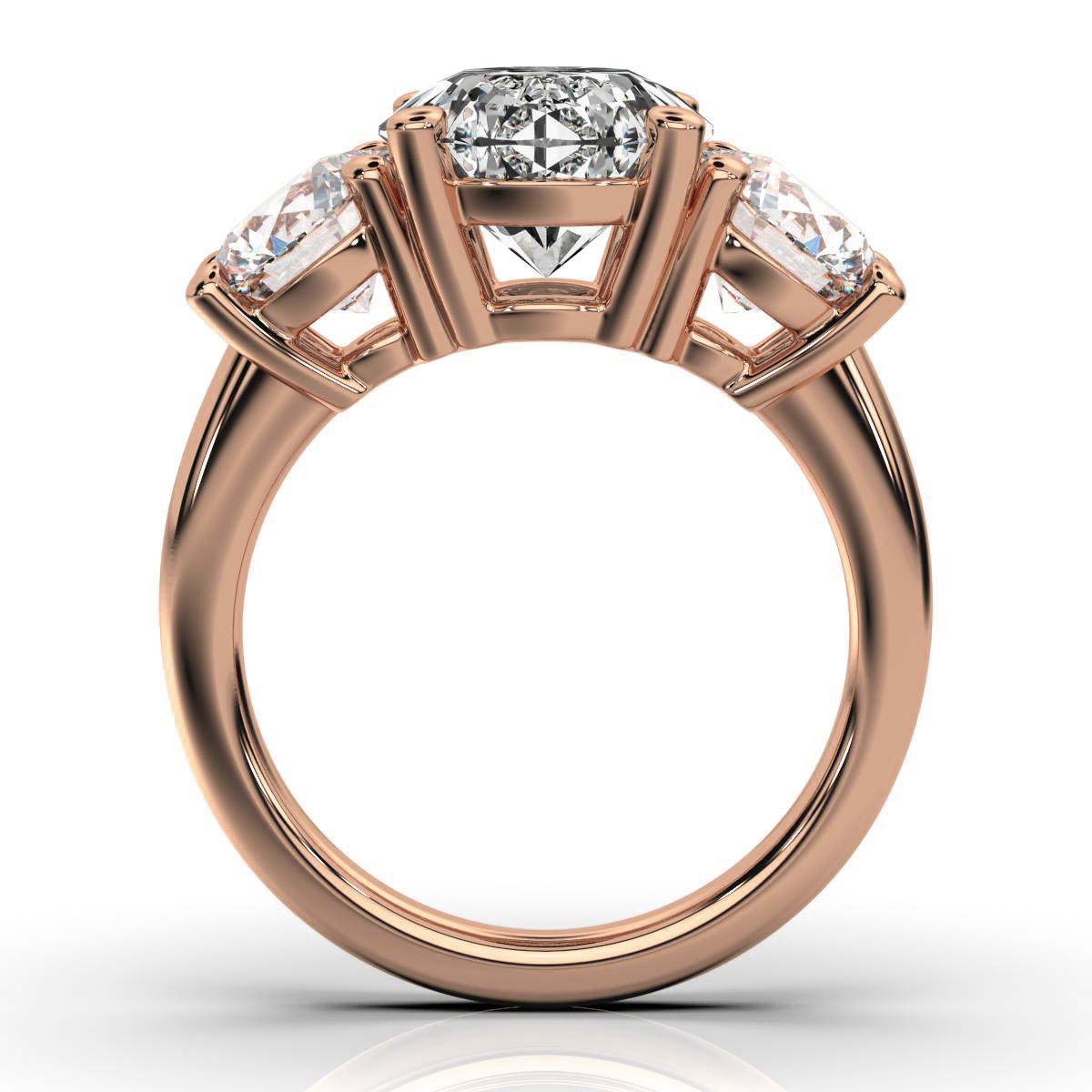 18K Rose Gold Tandir Three Stone Lab Grown Diamond Ring (2.00 ct. tw)