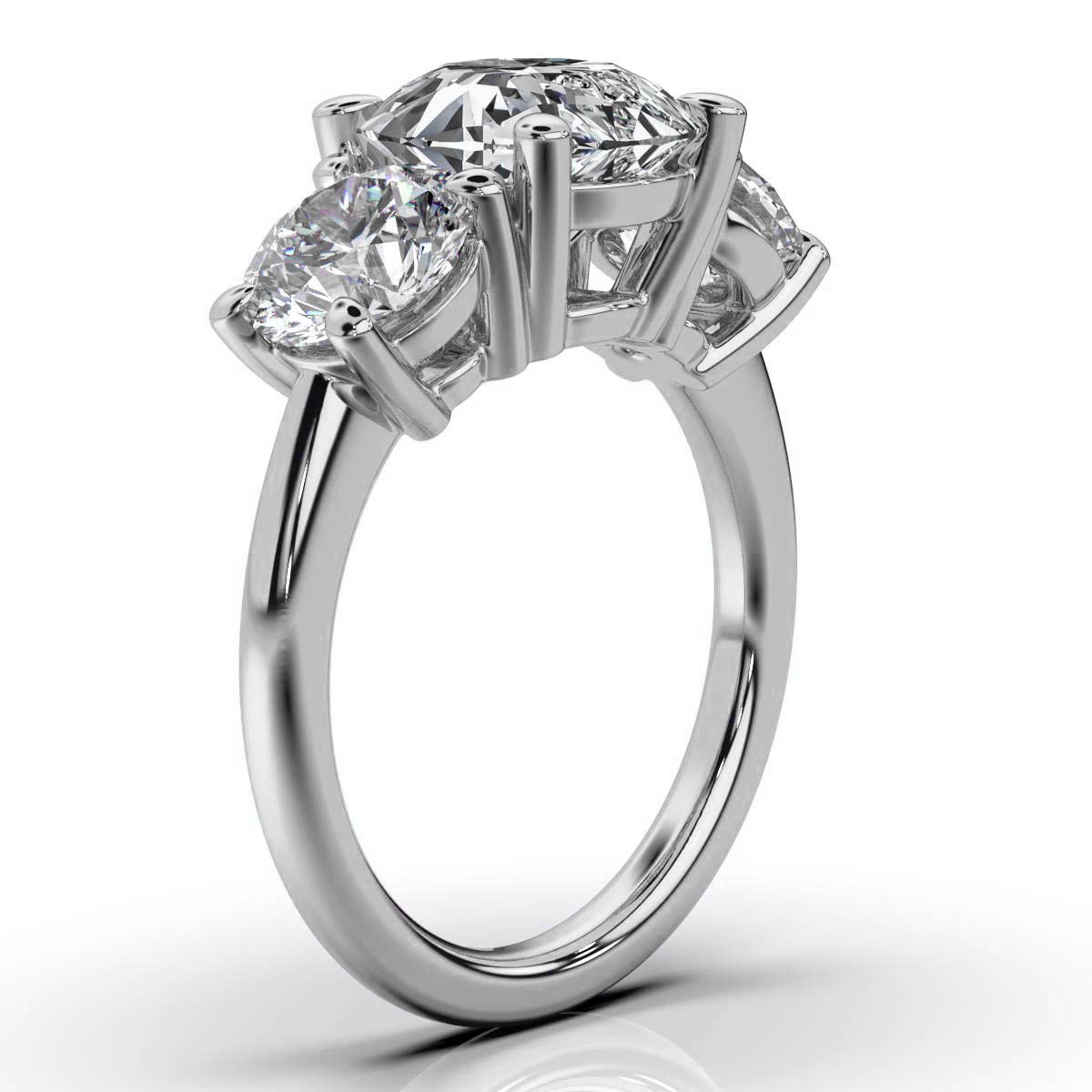 14K White Gold Tandir Three Stone Lab Grown Diamond Ring (2.00 ct. tw)