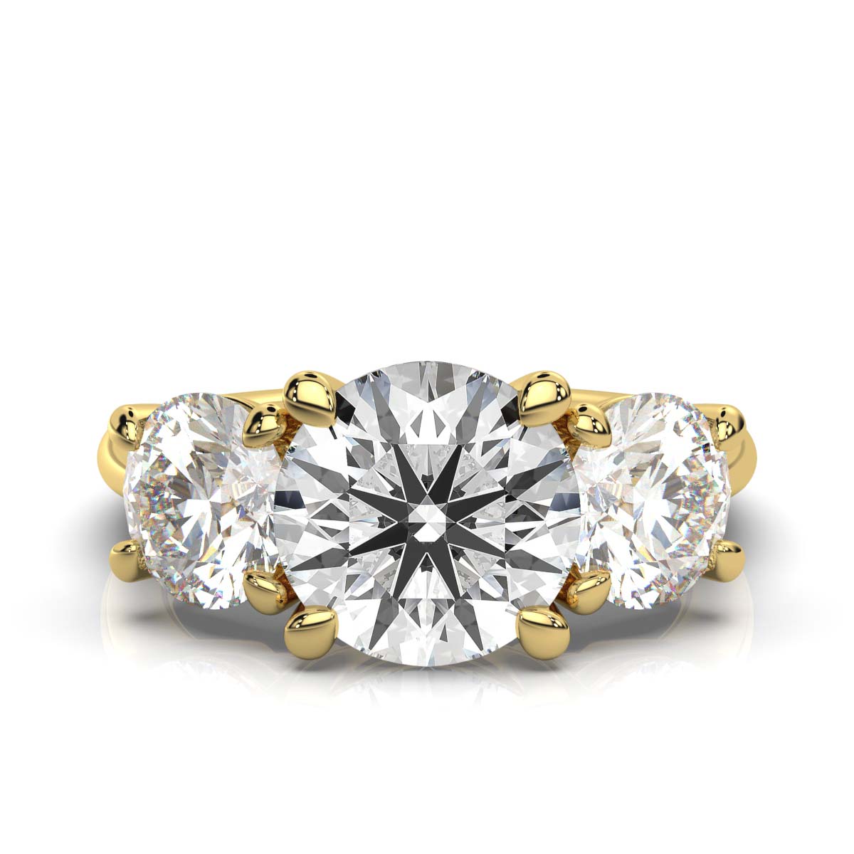 18K Yellow Gold Tandir Three Stone Lab Grown Diamond Ring (2.00 ct. tw)