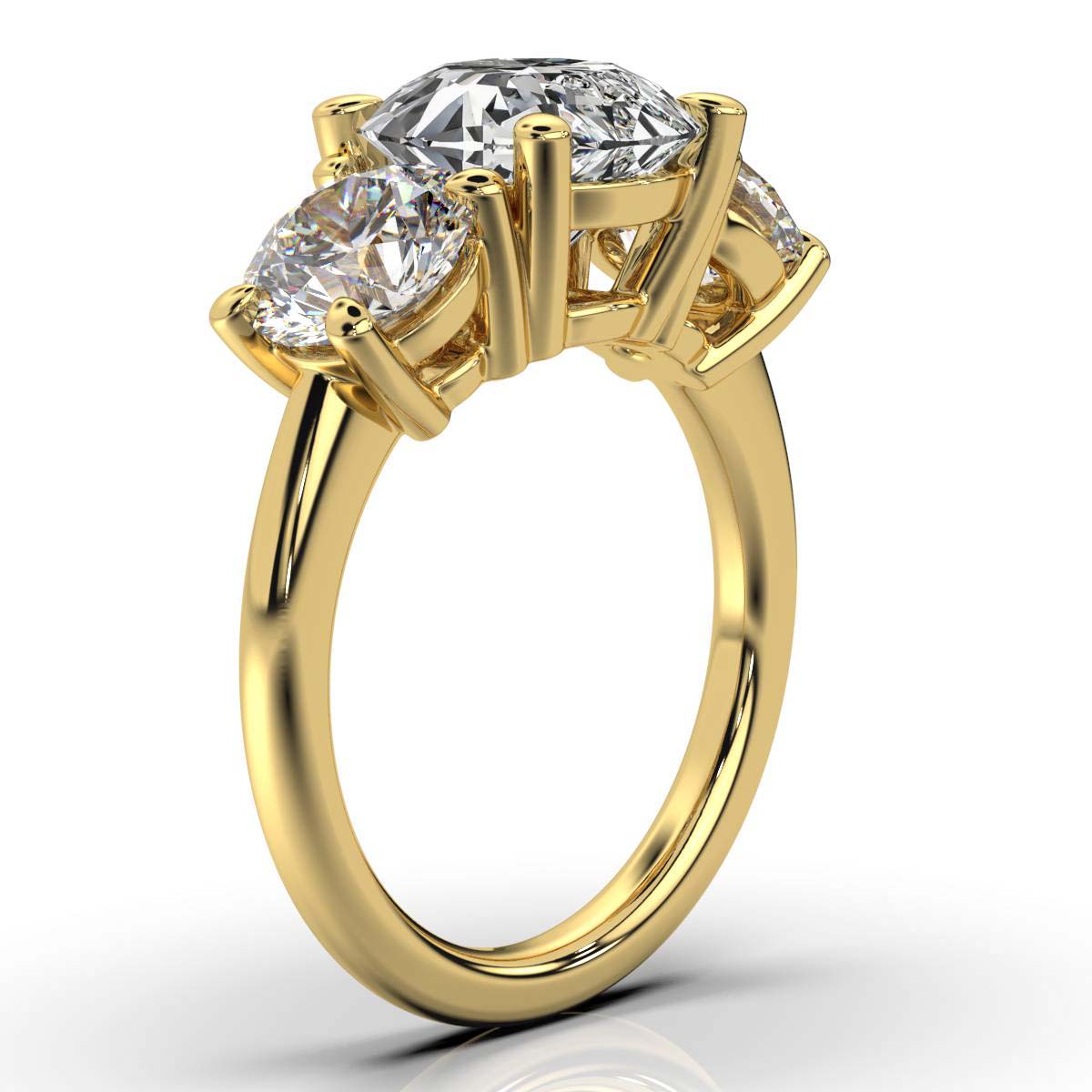 18K Yellow Gold Tandir Three Stone Lab Grown Diamond Ring (2.00 ct. tw)