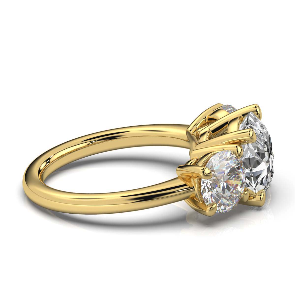 18K Yellow Gold Tandir Three Stone Lab Grown Diamond Ring (2.00 ct. tw)