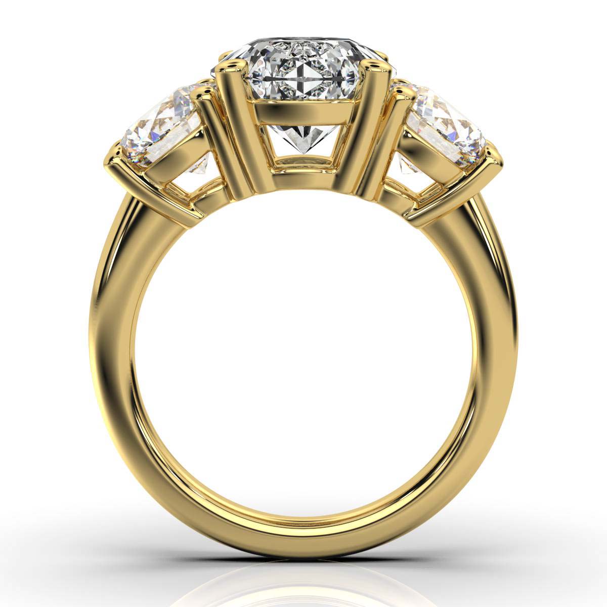 18K Yellow Gold Tandir Three Stone Lab Grown Diamond Ring (2.00 ct. tw)
