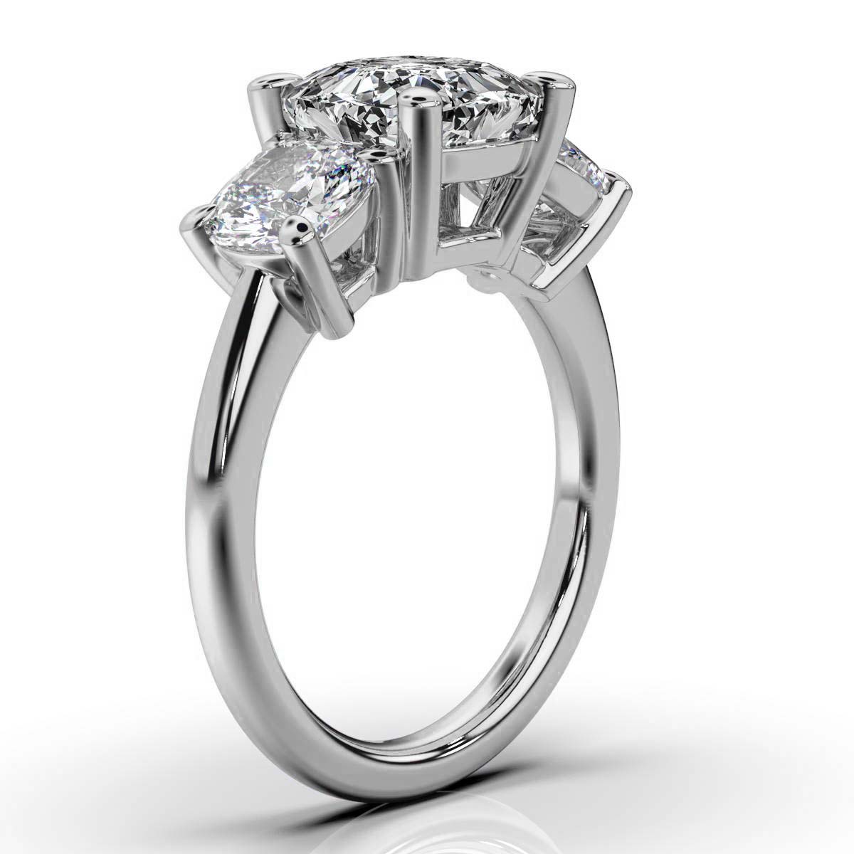 14K White Gold Tandir Three Stone Lab Grown Diamond Ring (2.00 ct. tw)