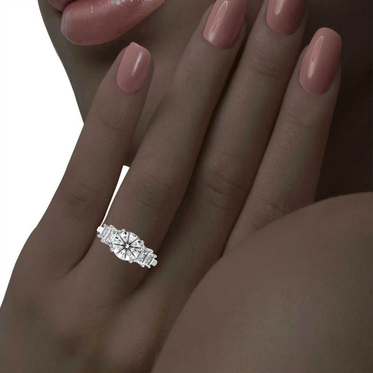 14K White Gold Nisha Accents Lab Grown Diamond Ring (1.00 ct. tw)