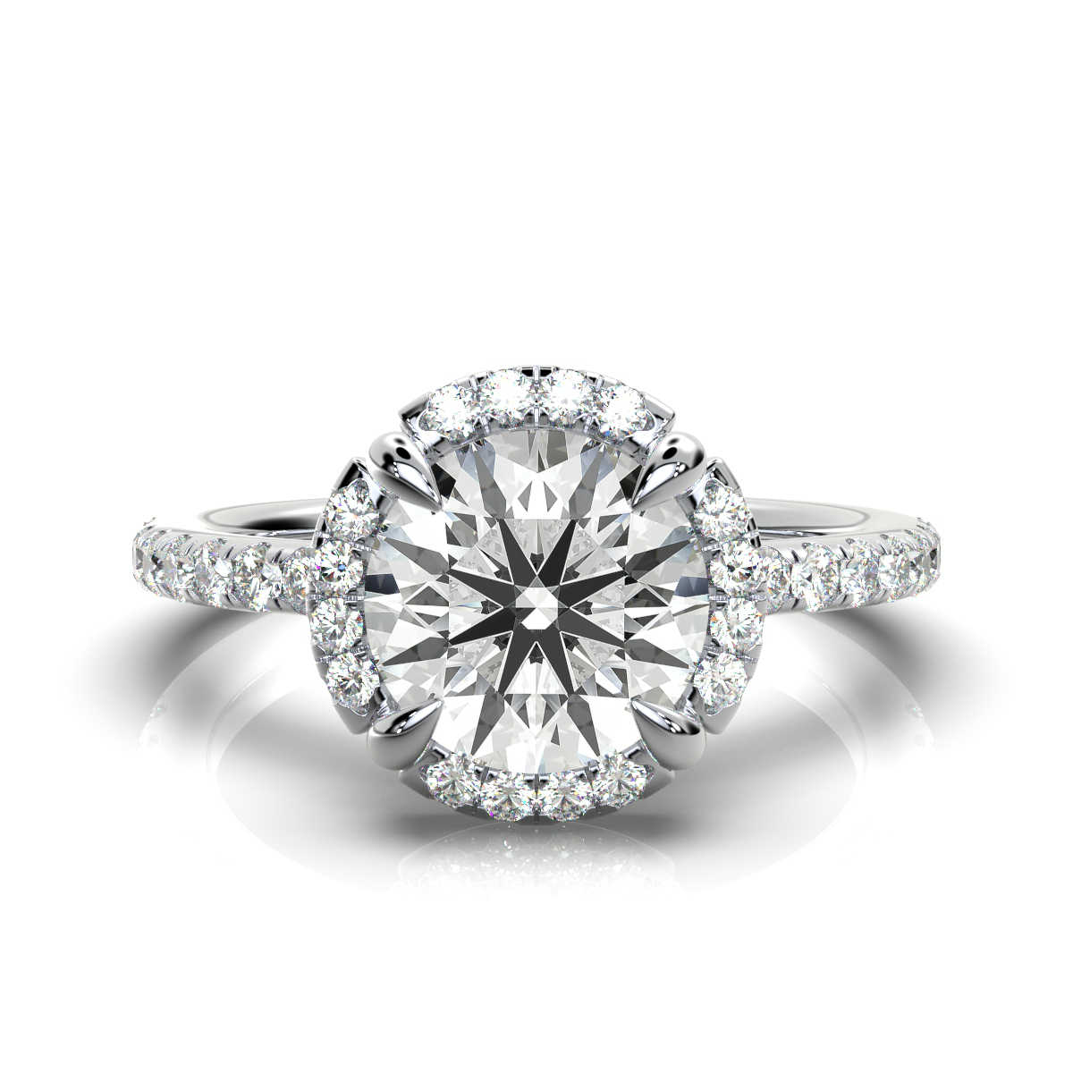14K White Gold Mandim Halo Hidden Accents Lab Grown Diamond Ring (1/3 ct. tw)