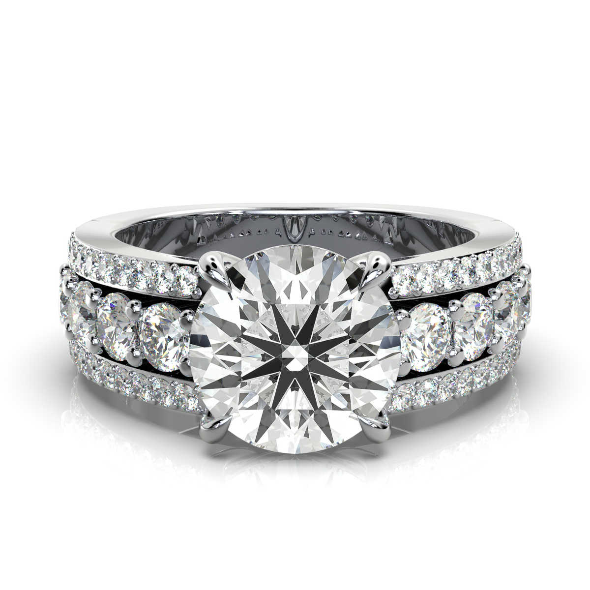14K White Gold Celestia Three-Row Lab Grown Diamond Ring (1 1/10 ct. tw)