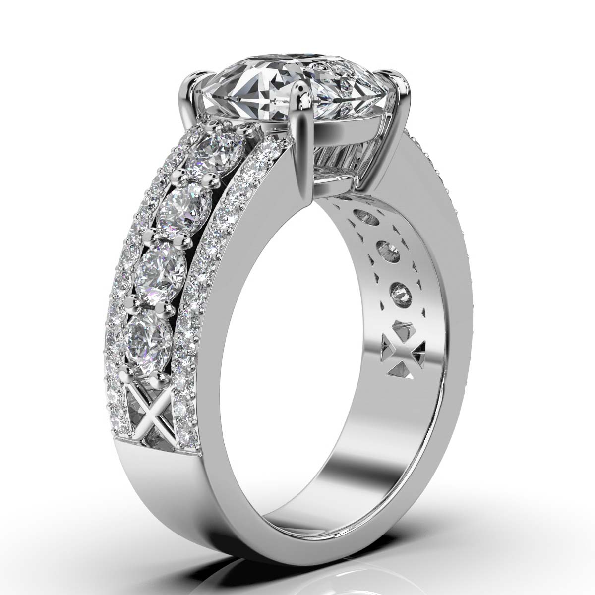 14K White Gold Celestia Three-Row Lab Grown Diamond Ring (1 1/10 ct. tw)