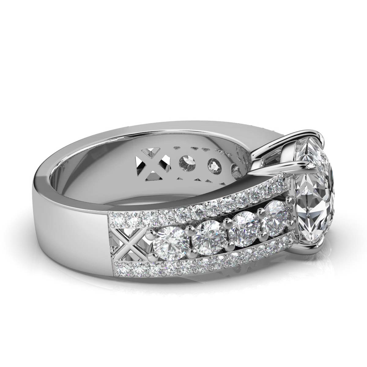 14K White Gold Celestia Three-Row Lab Grown Diamond Ring (1 1/10 ct. tw)