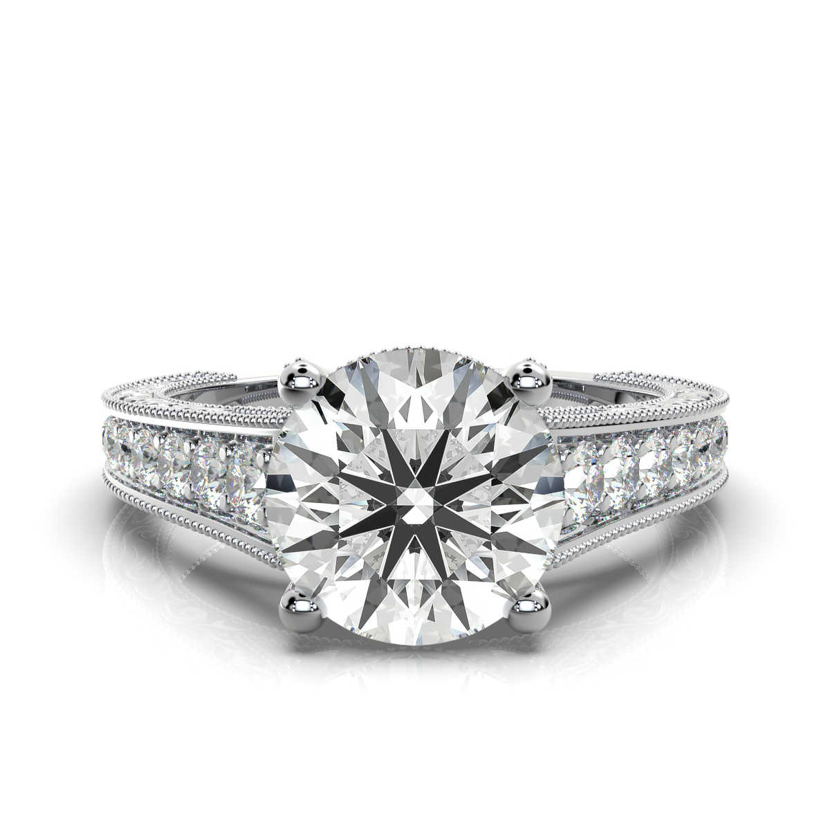 14K White Gold Libra Vintage Inspired Lab Grown Diamond Ring (1/2 ct. tw)
