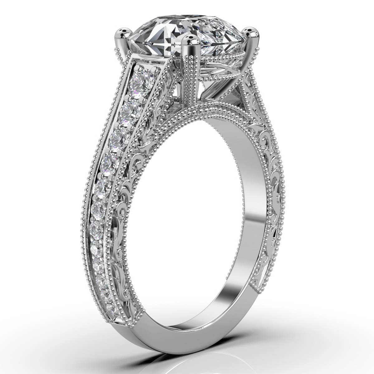 14K White Gold Libra Vintage Inspired Lab Grown Diamond Ring (1/2 ct. tw)
