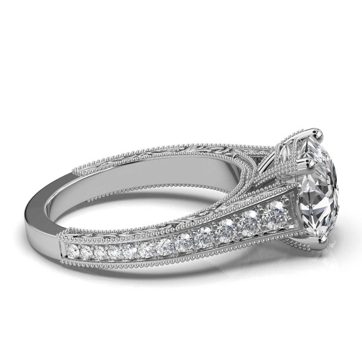 14K White Gold Libra Vintage Inspired Lab Grown Diamond Ring (1/2 ct. tw)