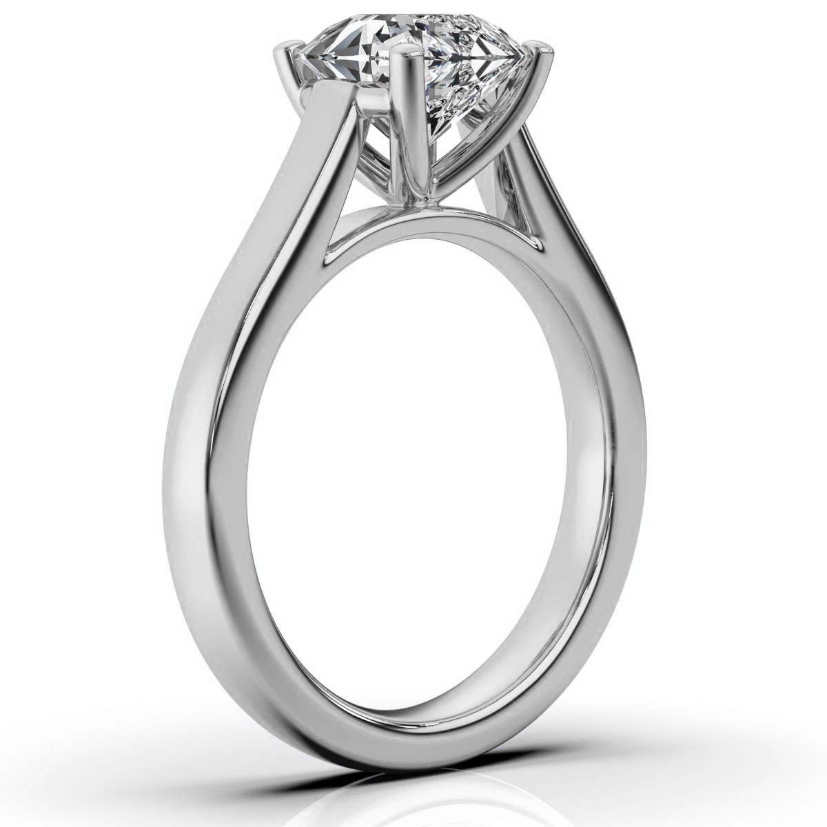 14K White Gold Sarah Cathedral Solitaire Four Prongs Engagement Ring 