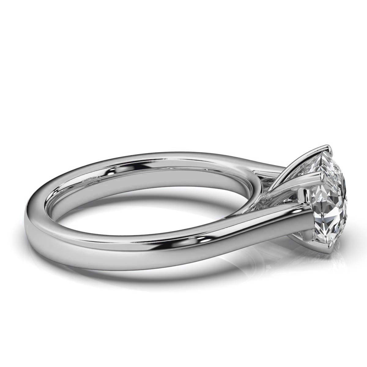 14K White Gold Sarah Cathedral Solitaire Four Prongs Engagement Ring 