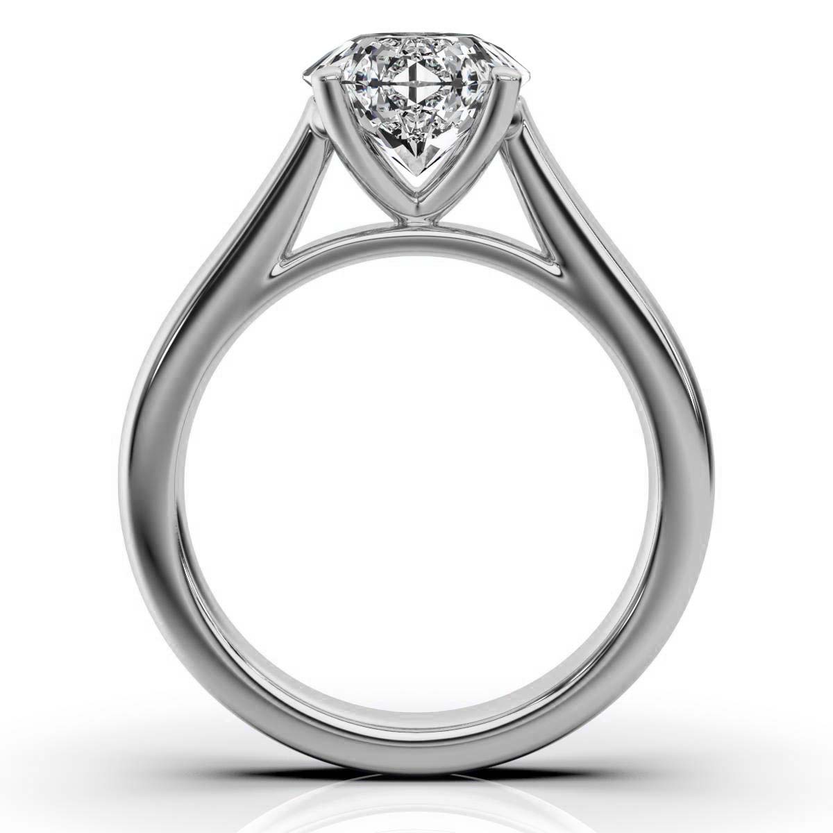 14K White Gold Sarah Cathedral Solitaire Four Prongs Engagement Ring 