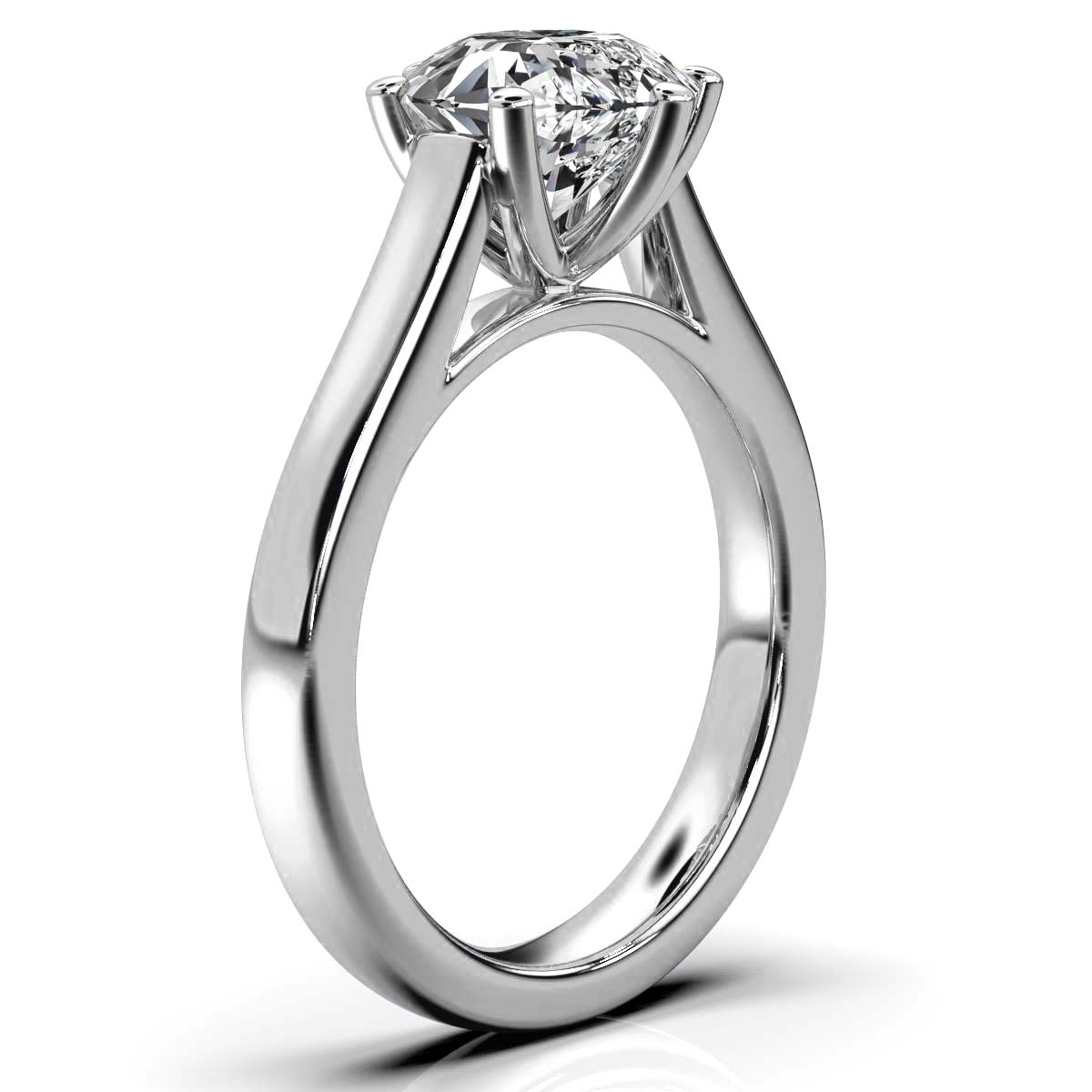 14K White Gold Sarah Cathedral Solitaire Six Prongs Engagement Ring 