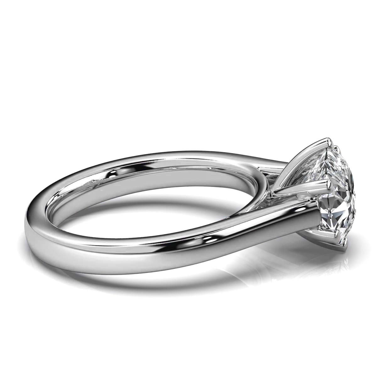 14K White Gold Sarah Cathedral Solitaire Six Prongs Engagement Ring 