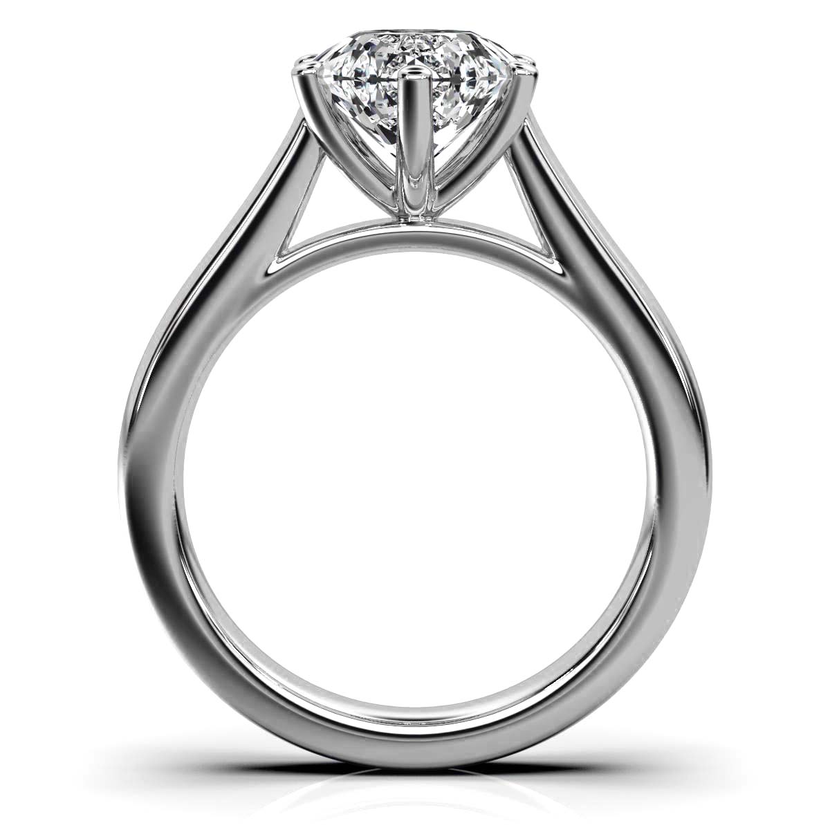 14K White Gold Sarah Cathedral Solitaire Six Prongs Engagement Ring 