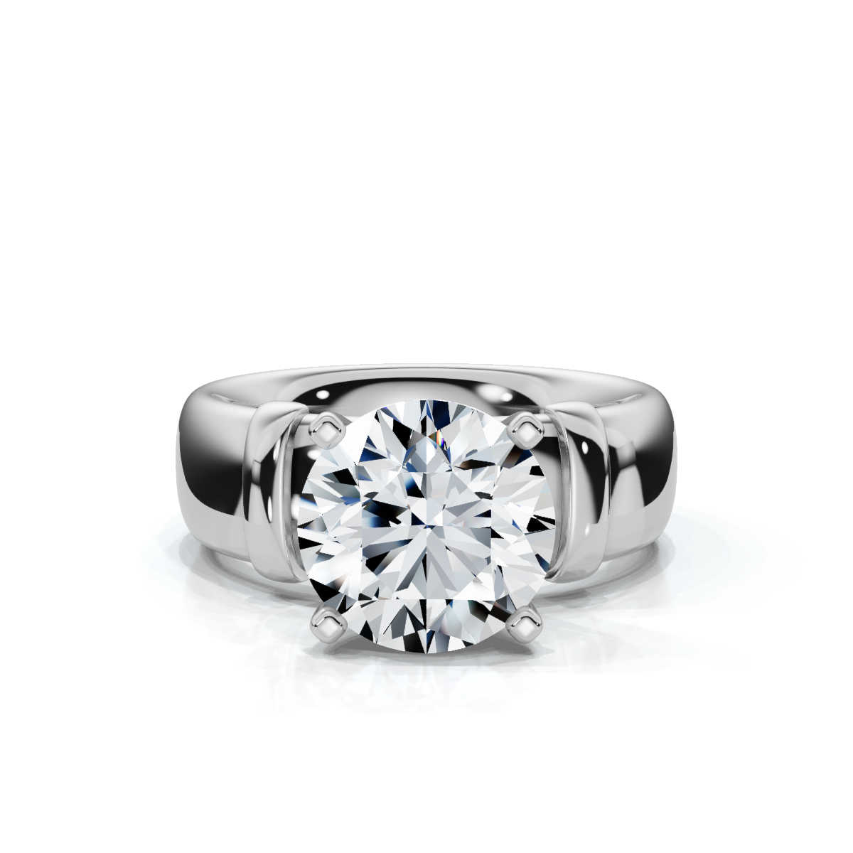 14K White Gold Solila Bold Luxurious Engagement Ring 