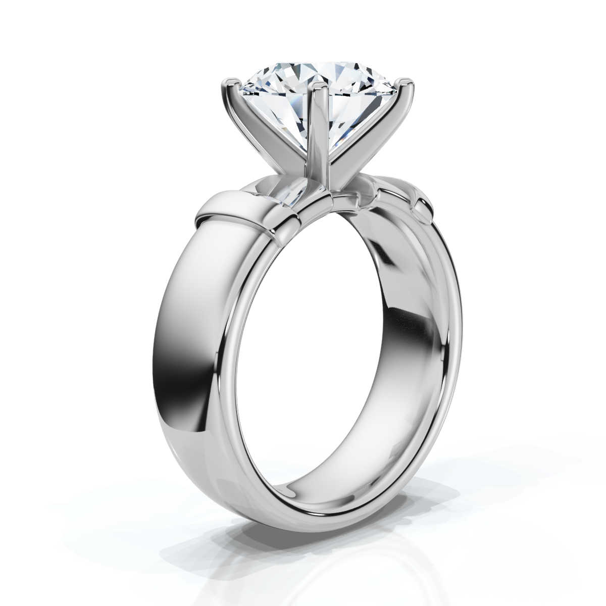 14K White Gold Solila Bold Luxurious Engagement Ring 