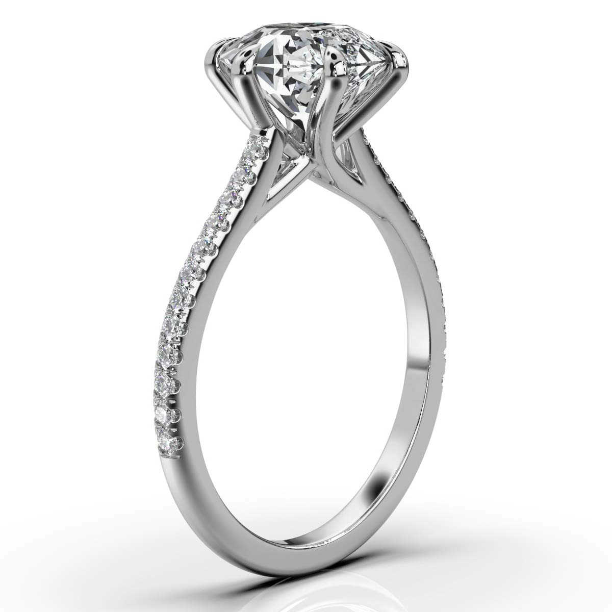 14K White Gold Cherry Lab Grown Diamond Engagement Ring (1/4 ct. tw)