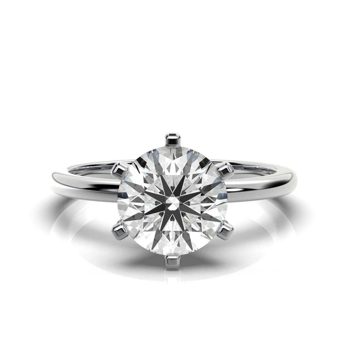 14K White Gold Wendy Luxurious Prong Solitaire Engagement Ring 